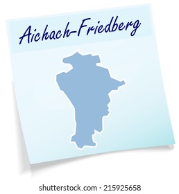 Map of Aichach-Friedberg as sticky note in blue