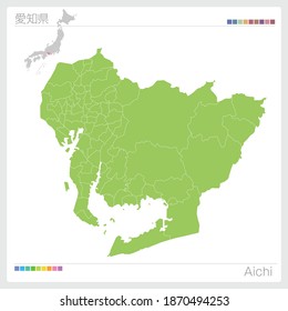 Map of Aichi in Japan. Vector illustration. 