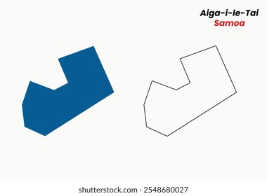 Map of Aiga-i-le-Tai , Map of Aiga-i-le-Tai , with fill colour and outline, Map of Samoa state Aiga-i-le-Tai , Vector Illustration, Samoa.
