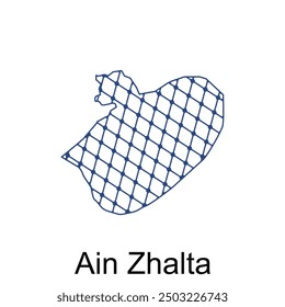 Map of Ain Zhalta vector design template with dot technology, national borders and important cities illustration
