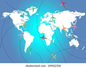 Map and airplanes