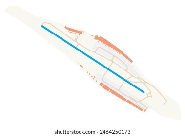 Map of airport Jorge Newbery Airpark (Argentina). IATA-code: AEP. Airport diagram with runways, taxiways, apron, parking areas and buildings. Map Data from OpenStreetMap.