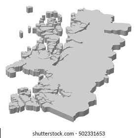Map - Aisen (Chile) - 3D-Illustration