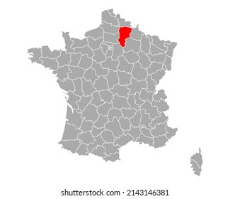 Map of Aisne in France on white