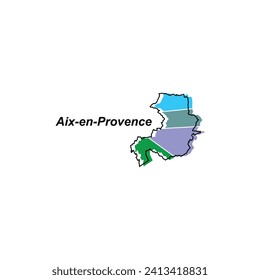 Map of Aix En Provence City design illustration, vector symbol, sign, outline, World Map International vector template on white background