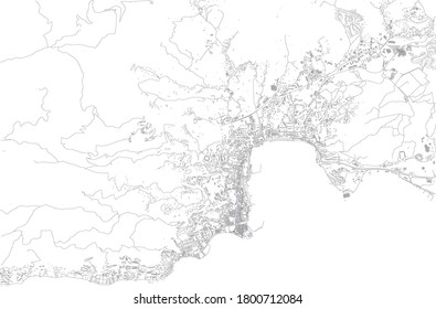 Map of Ajaccio, satellite view, city, Corsica, France. Street and building of the capital 