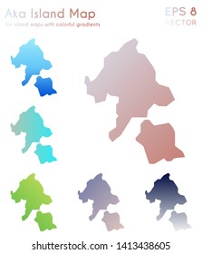 Map of Aka Island with beautiful gradients. Amusing set of island maps. Graceful vector illustration.