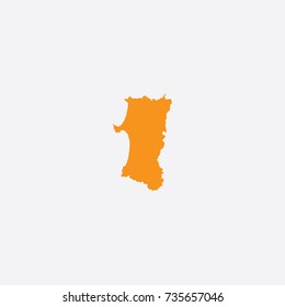 Map of Akita Prefecture - Japan Vector Illustration