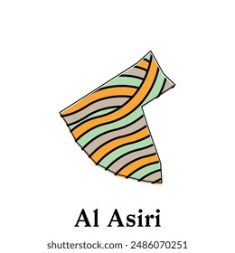 Map of Al Asiri vector design template, national borders and important cities illustration on white background