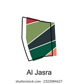 map of Al Jasra, flat vector with high details. Qatar administrative map with international border design template
