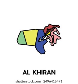 Map of the Al Khiran design template colorful. isolated on white background for education, infographic vector