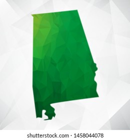 Map of Alabama - Green Geometric Rumpled Triangular , Polygonal Design For Your . Vector illustration eps 10