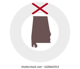 Map of Alabama on background with flag