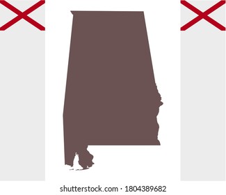 Map of Alabama on background with flag