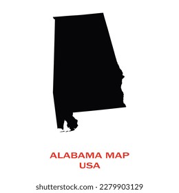 Map of ALABAMA, Map of ALABAMA with Solid color, Map of USA state ALABAMA Vector Illustration, Map of ALABAMA with Color, USA.