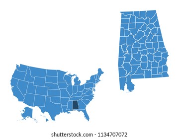 Map of Alabama state
