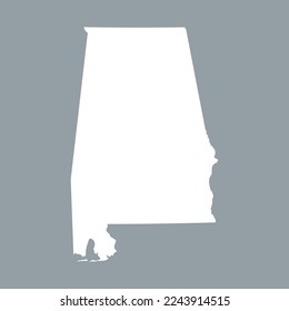 Map of the Alabama state in white color isolated on grey background. Vector illustration