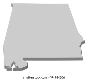 Map - Alabama (United States) - 3D-Illustration