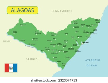 Mapa de ilustraciones vectoriales de las Alagoas en Brasil