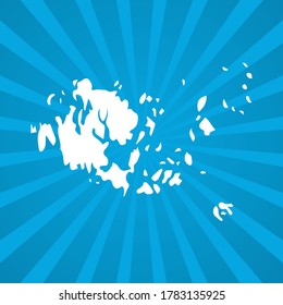 Mapa del vector de arte pop de historietas azules de las Islas Aland.