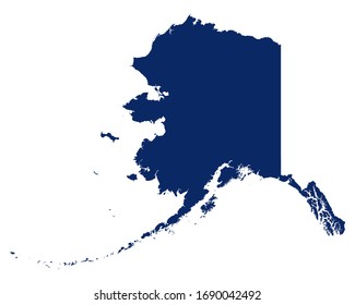 Map of Alaska in blue colour