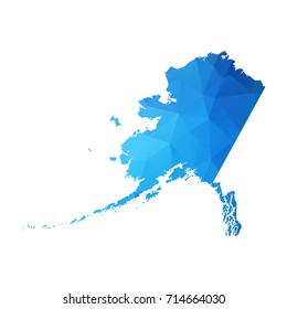 Map of Alaska - Blue Geometric Rumpled Triangular , Polygonal Design For Your . Vector illustration eps 10.