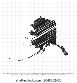 Mapa de la mano alaska dibujando una hoja de ejercicios. Ilustración vectorial.