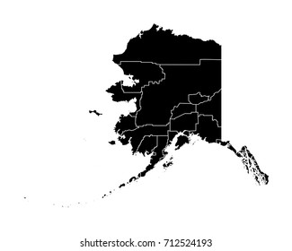 Map of Alaska - High detailed black map on white background. Abstract design vector illustration eps 10.