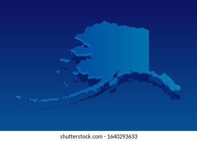 map of Alaska on blue background. Vector modern isometric concept greeting Card illustration eps 10.