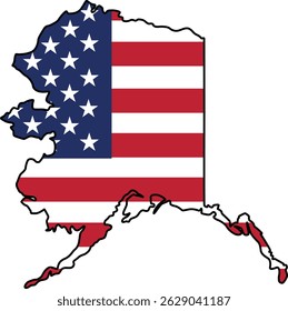 Mapa de Alaska State Design com a bandeira dos EUA