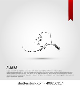 Map of the Alaska state. Vector illustration design element. Flat style design icon.