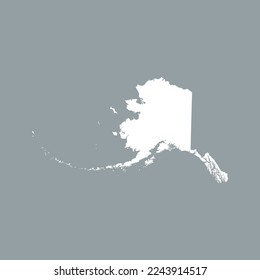 Mapa del estado de Alaska de color blanco aislado en fondo gris. Ilustración del vector