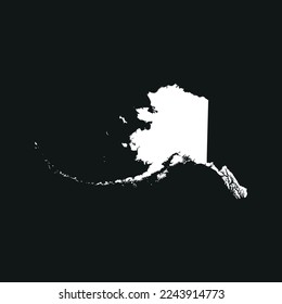 Map of the Alaska state in white color isolated on black background. Vector illustration