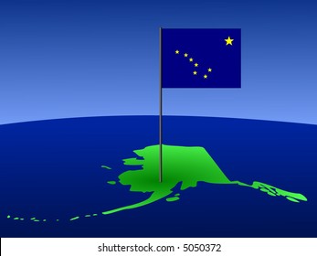 mapa de Alaska y su bandera en la ilustración de polo