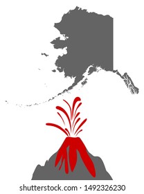 Map of Alaska with volcano 
