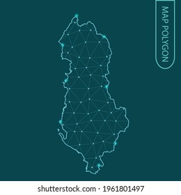 Map of albania - Abstract mash line and point scales. 3D mesh polygonal network line, design sphere, dot and structure. Vector illustration eps 10.