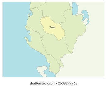 Map of Albania with Berat region
