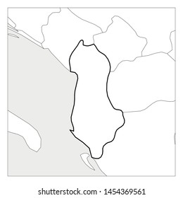 Map of Albania black thick outline highlighted with neighbor countries.