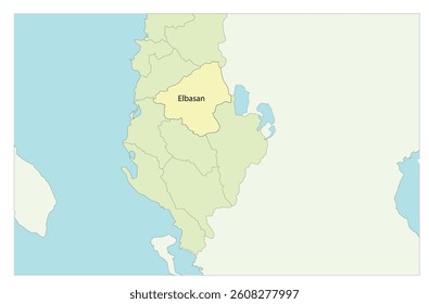 Map of Albania with Elbasan region