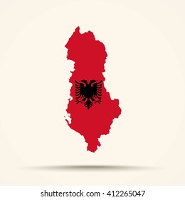 Map of Albania in Albania flag colors


