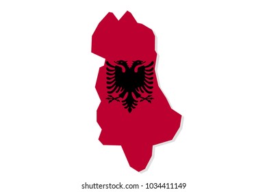 Map of albania with flag,vector illustration