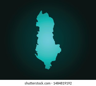 Map of Albania green vector isolated on dark background. High detailed green vector map, Albania symbol for your web site design map - Vector illustration eps 10. 