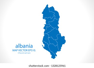 Map of Albania - High detailed blue map on white background. Abstract design vector illustration 