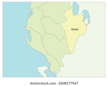 Map of Albania with Korce region