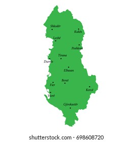 map of Albania with main cities