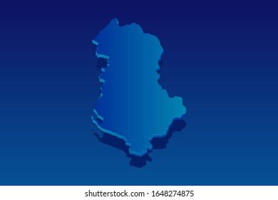 map of Albania on blue background. Vector modern isometric concept greeting Card illustration eps 10.