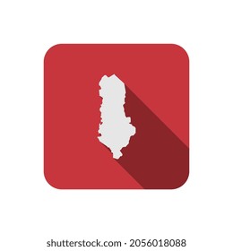 Mapa de Albania en la plaza roja con una larga sombra