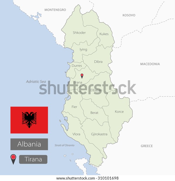 Map Albania Region Borders Administrative Division Stock Vector ...