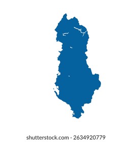 Map of Albania, sign silhouette. World Map Globe. Vector Illustration isolated on white background. Europe continent.