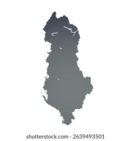 Map of Albania, sign silhouette. World Map Globe. Vector Illustration isolated on white background. Europe continent.